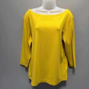 Amazon Essentials Women’s Yellow Scoop Neck 3/4 Sleeve Stretch Top Size XXL